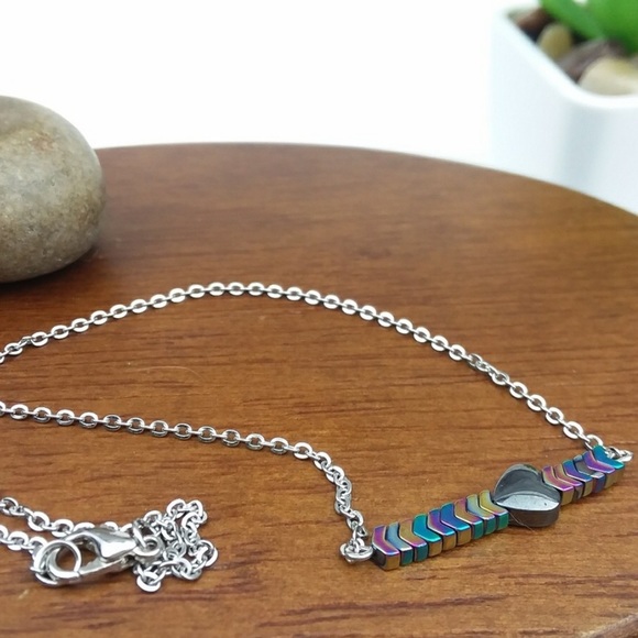 ❤️Last 1 ❤️Hematite Heart & Arrow Silver Necklace - Picture 2 of 2